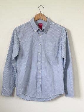 Classic Boys Tailored Preppy Button Down Shirt Cotton Blend Size 16